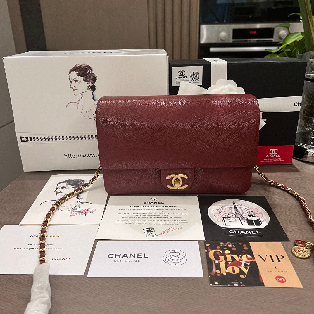 Maroon Caviar Leather Bag