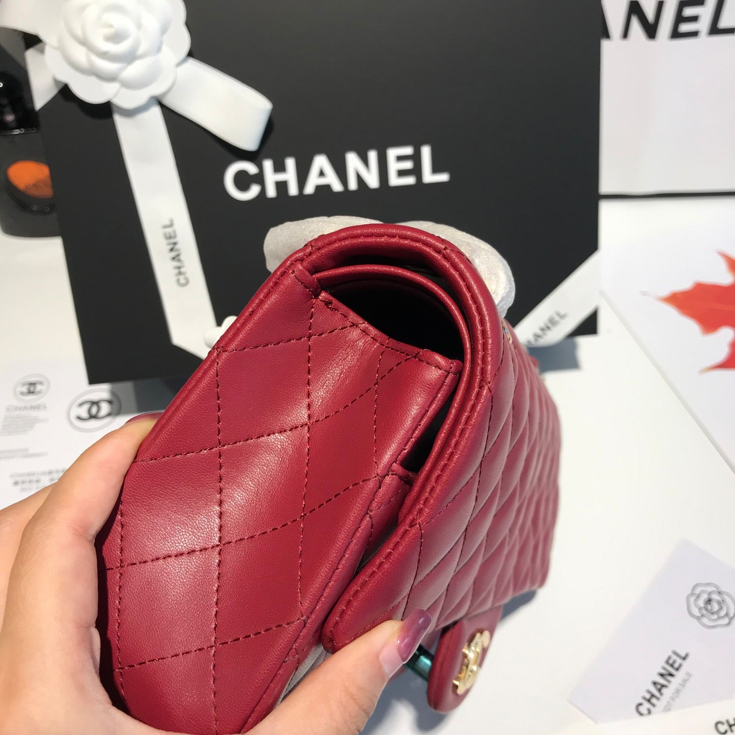 Got red Lamb skin CF 25 with Silver Lovely Pink Cherry
