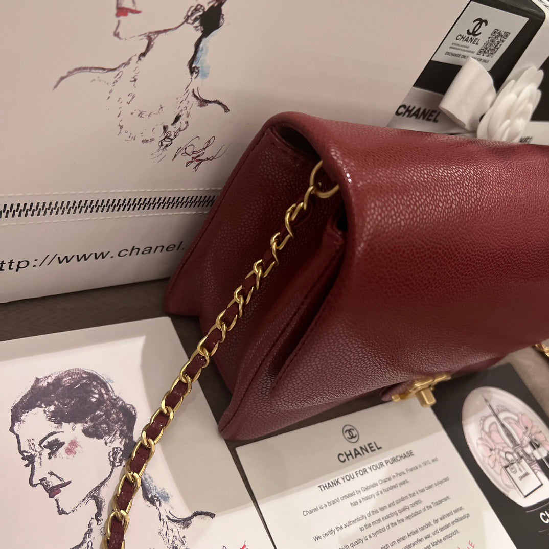 Maroon Caviar Leather Bag
