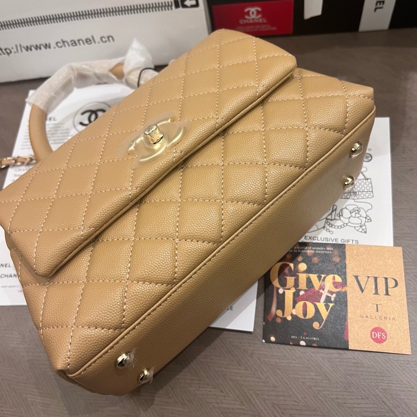 Mini Caramel Caviar Coco Top Handle Luxury Gift AU Lovely Pink Cherry