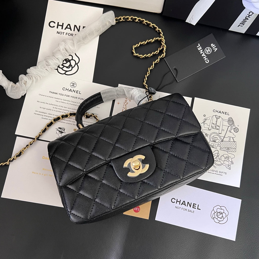 Black Sheepskin 24A Handle Flap Bag