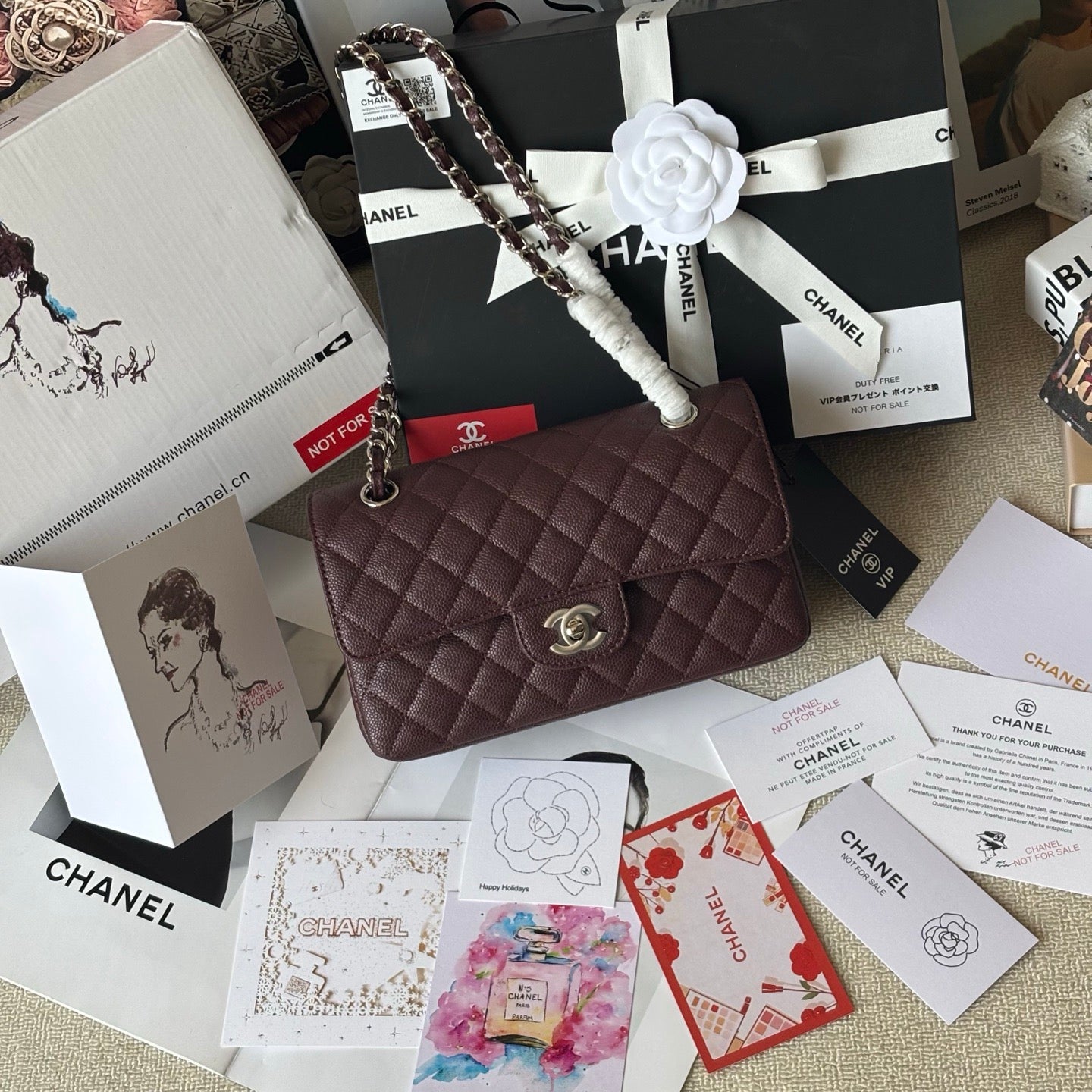 Burgundy Classic Flap Bag