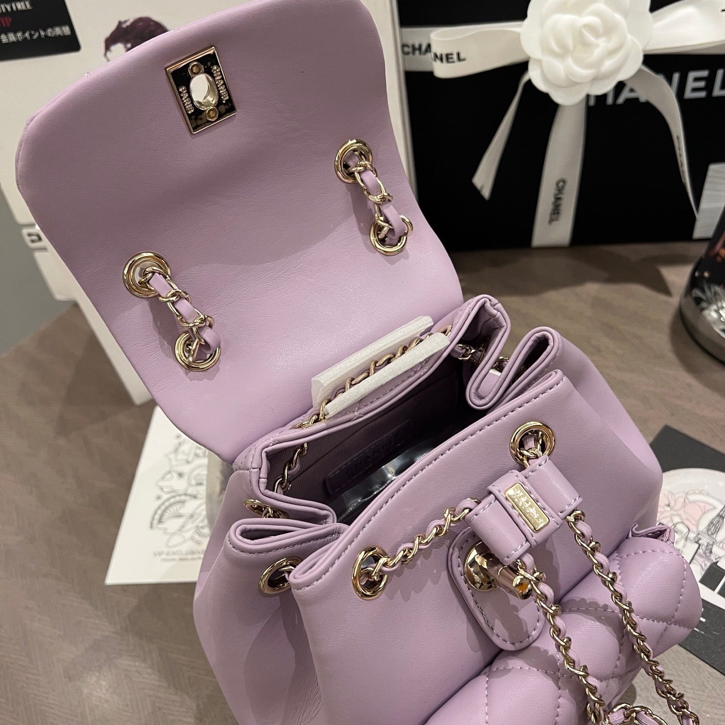 Lilac Leather Mini Backpack