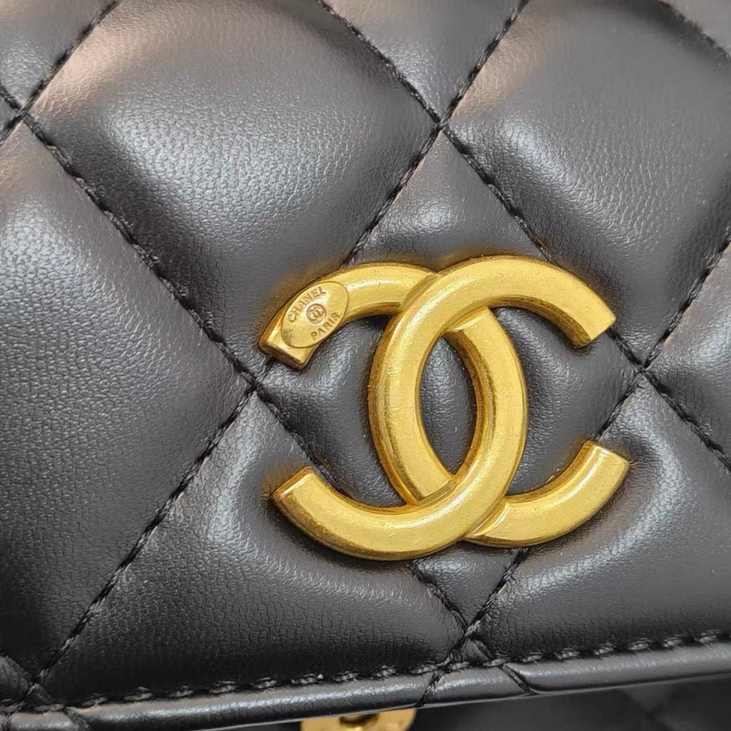 Small Flap Bag with cc Pearl Handle