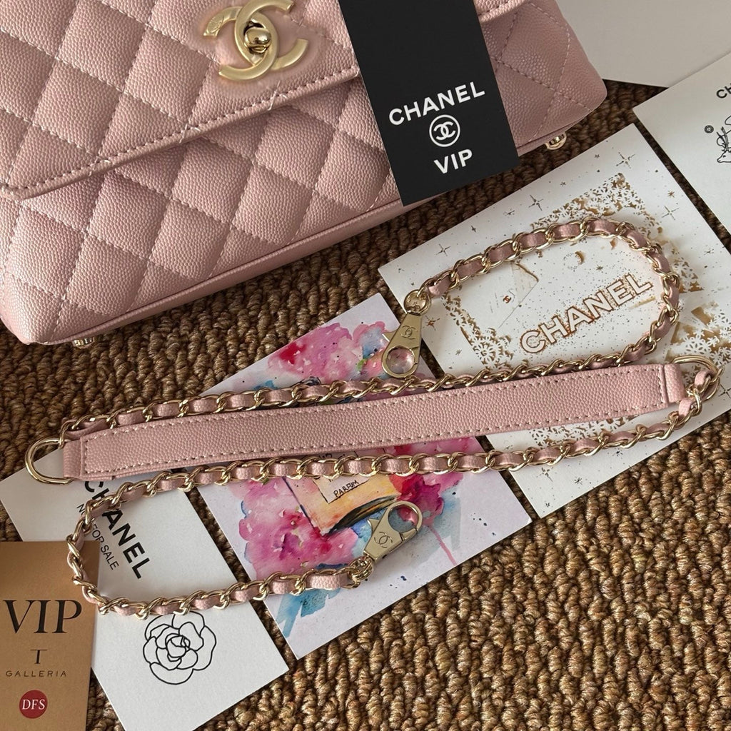 Elegant Pink Caviar Coco Top Handle Luxury Gift Lovely Pink Cherry
