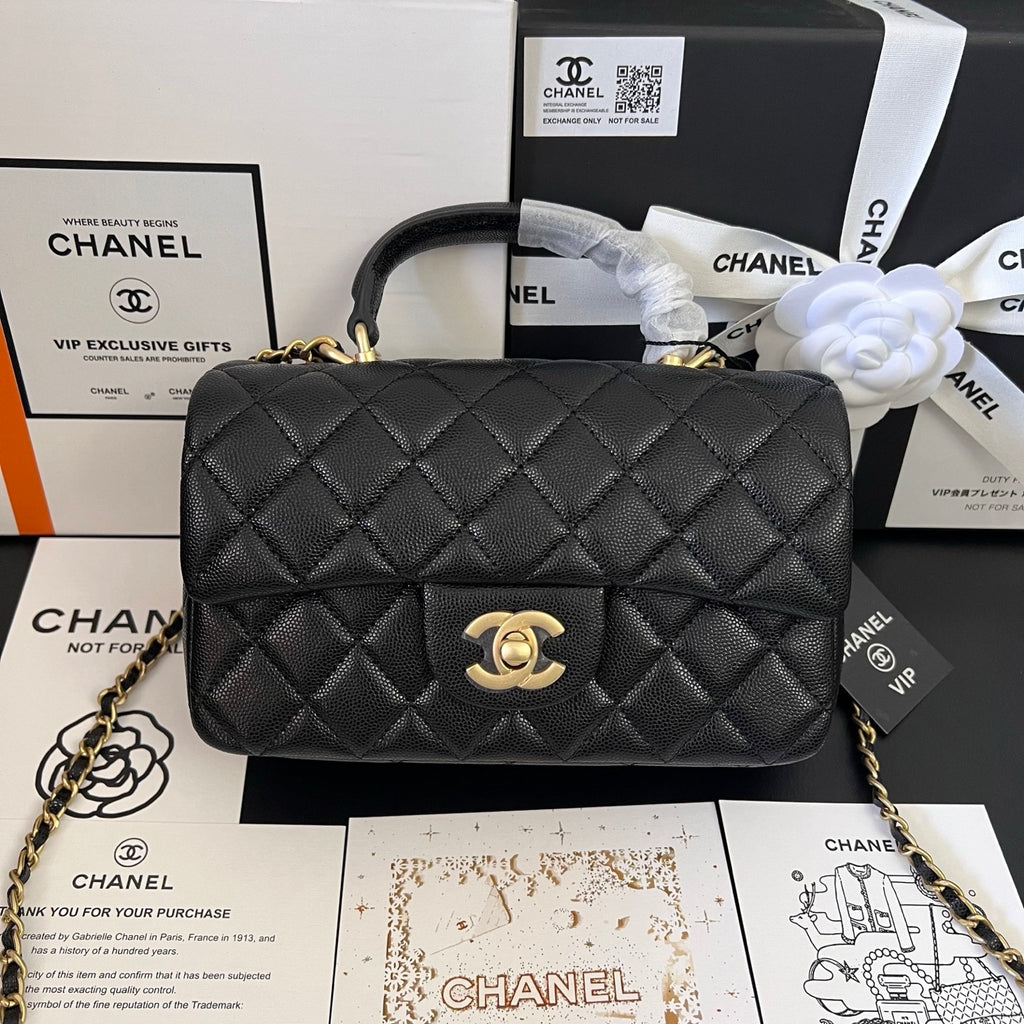 Black Sheepskin 24A Handle Flap Bag