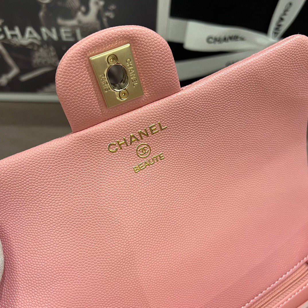 Pink Quilted Leather top Handle Flap bag