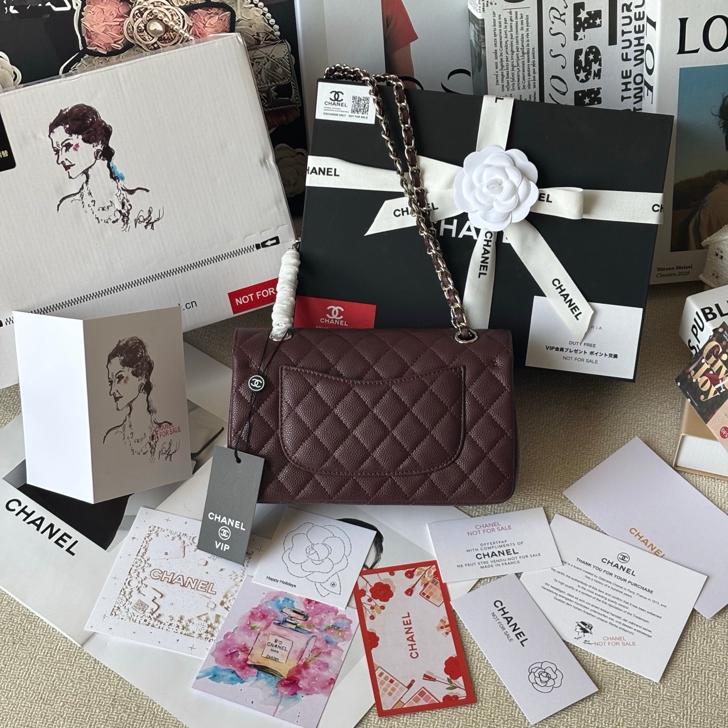 Burgundy Classic Flap Bag