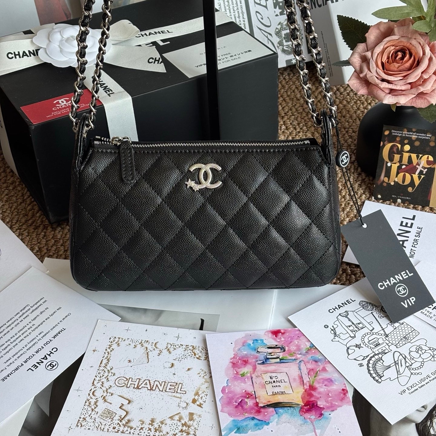 Black 25B Leather shoulder | Crossbody Bag 22x13cm