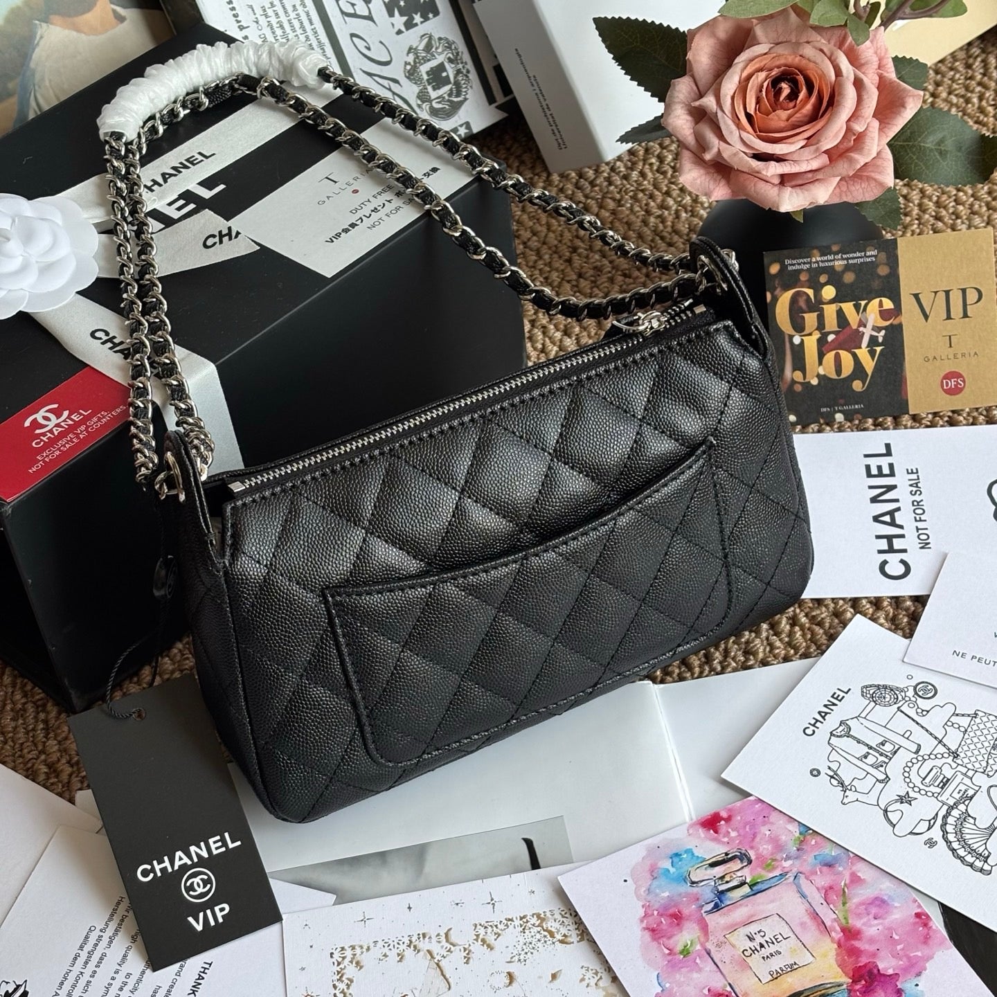 Black 25B Leather shoulder | Crossbody Bag 22x13cm