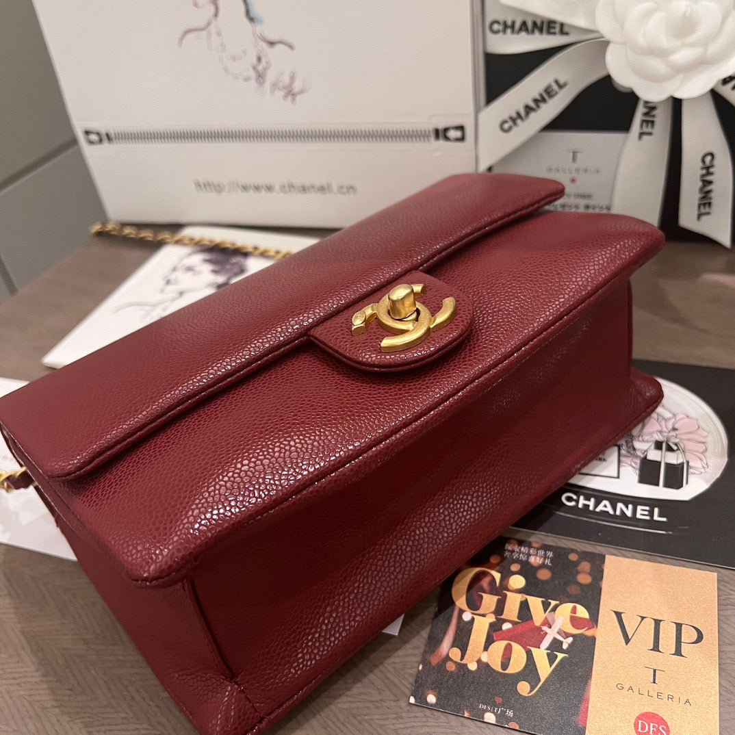 Maroon Caviar Leather Bag