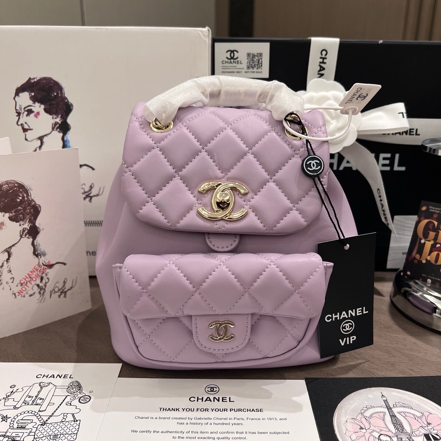 Lilac Leather Mini Backpack