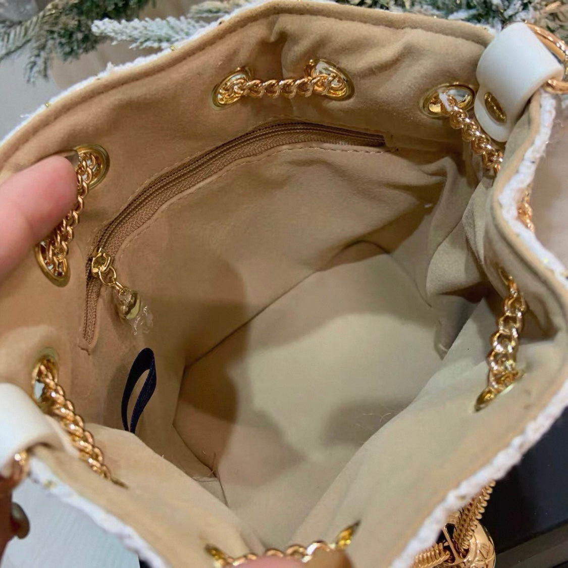 White & Gold Christmas Gift Bag