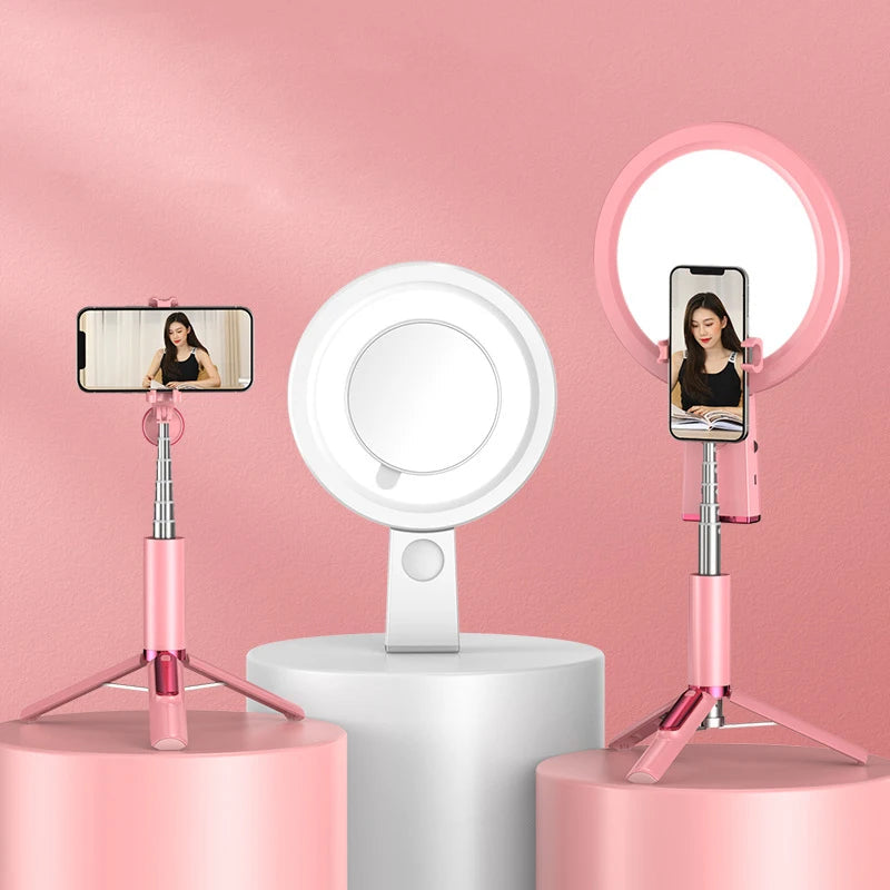 Professional Makeup Beauty Live Selfie Ring Light with Tripod and Mobile Phone Holder Lovely Pink Cherry