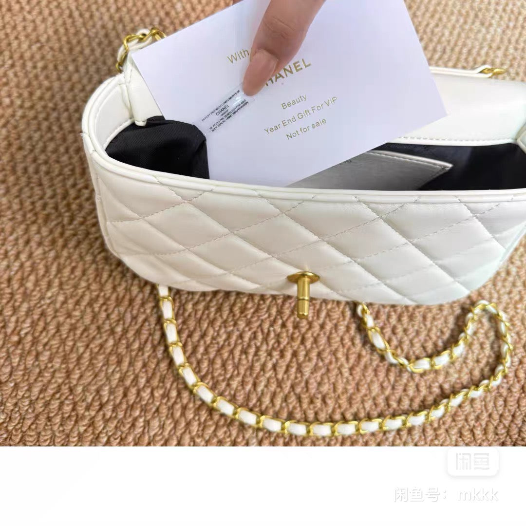 Medium Flap Bag with Pearl Chain