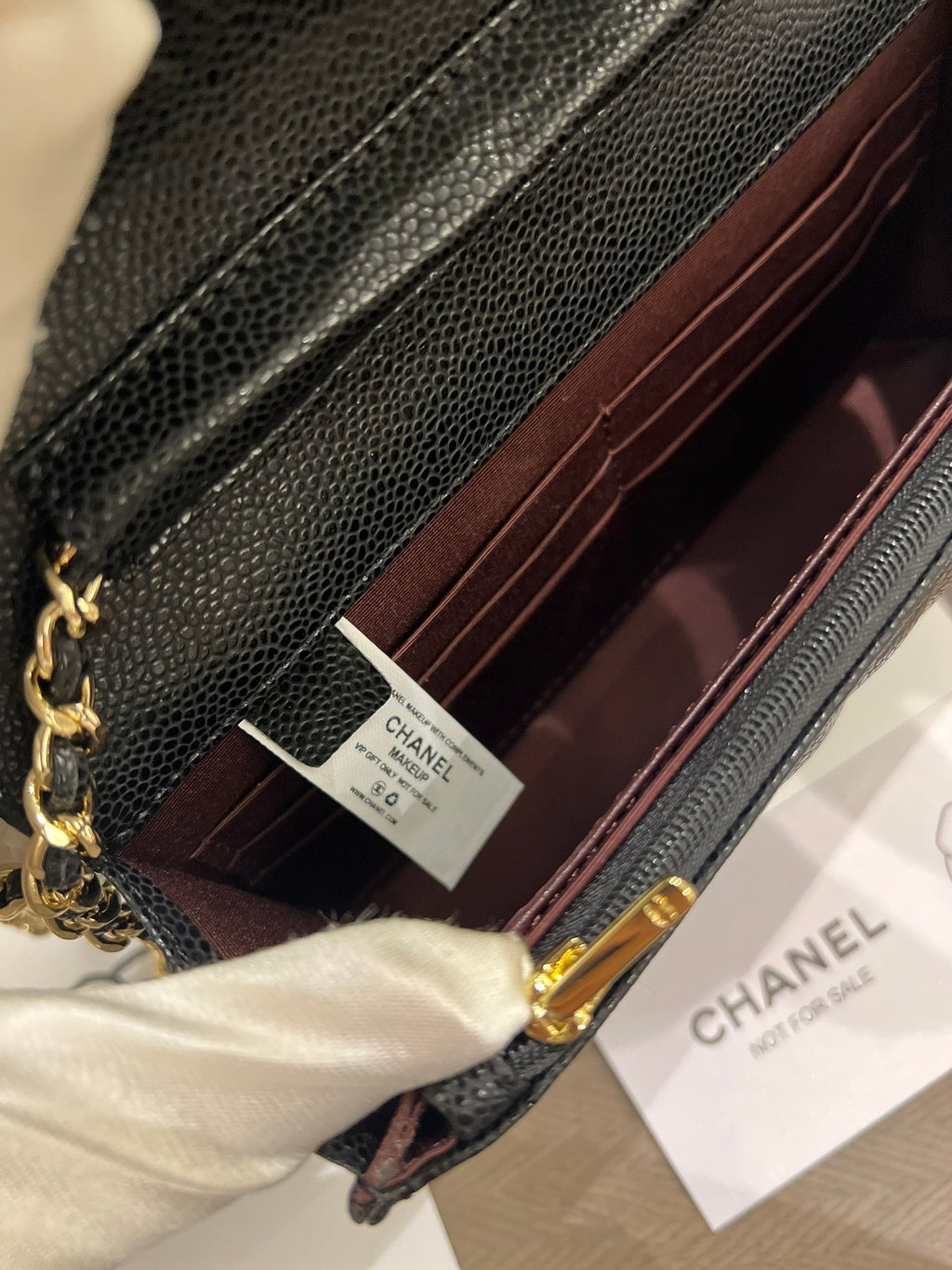 Leather Caviar WOC in Golden Strap