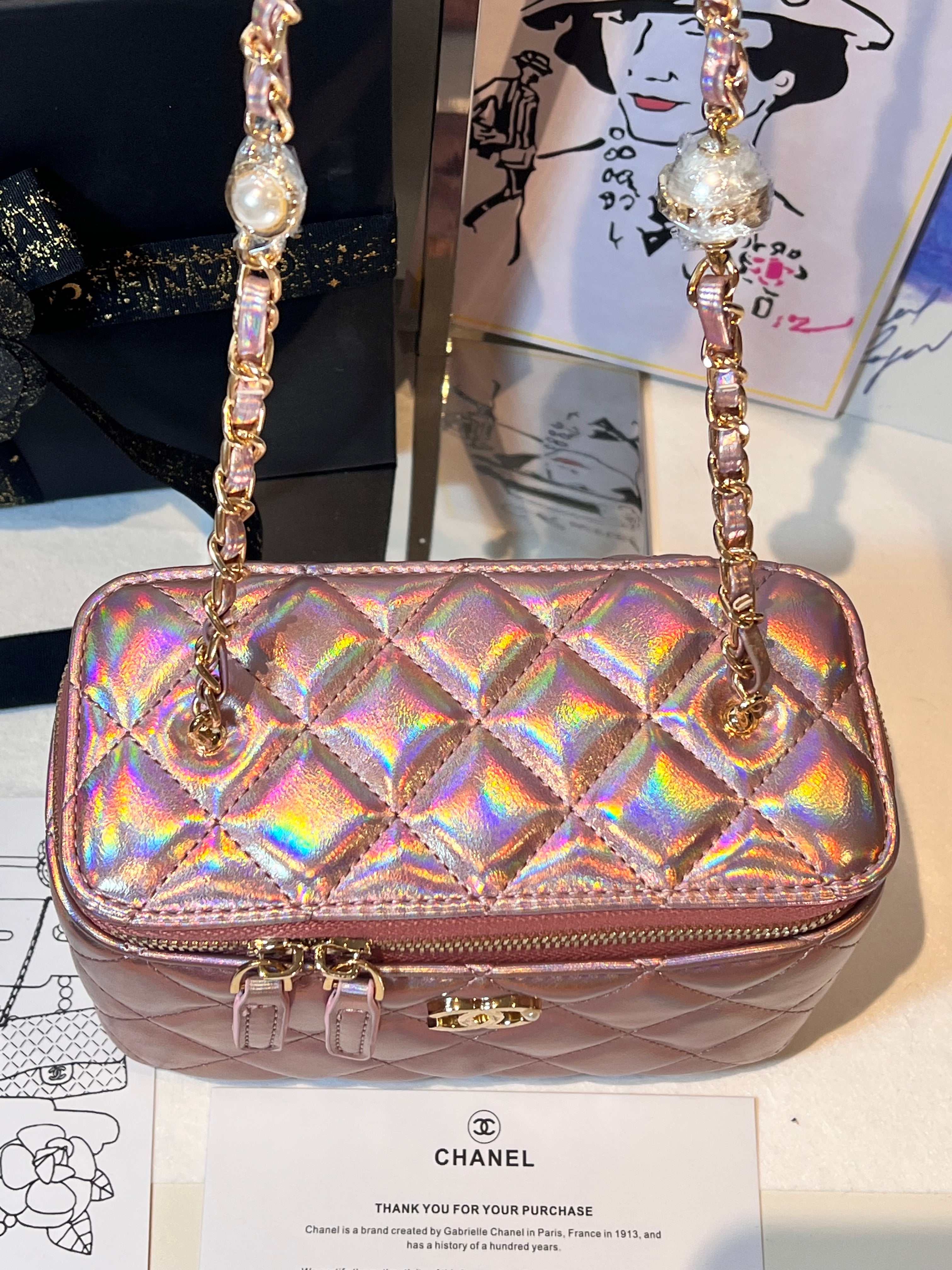 Electric Pink Leather Vanity Box