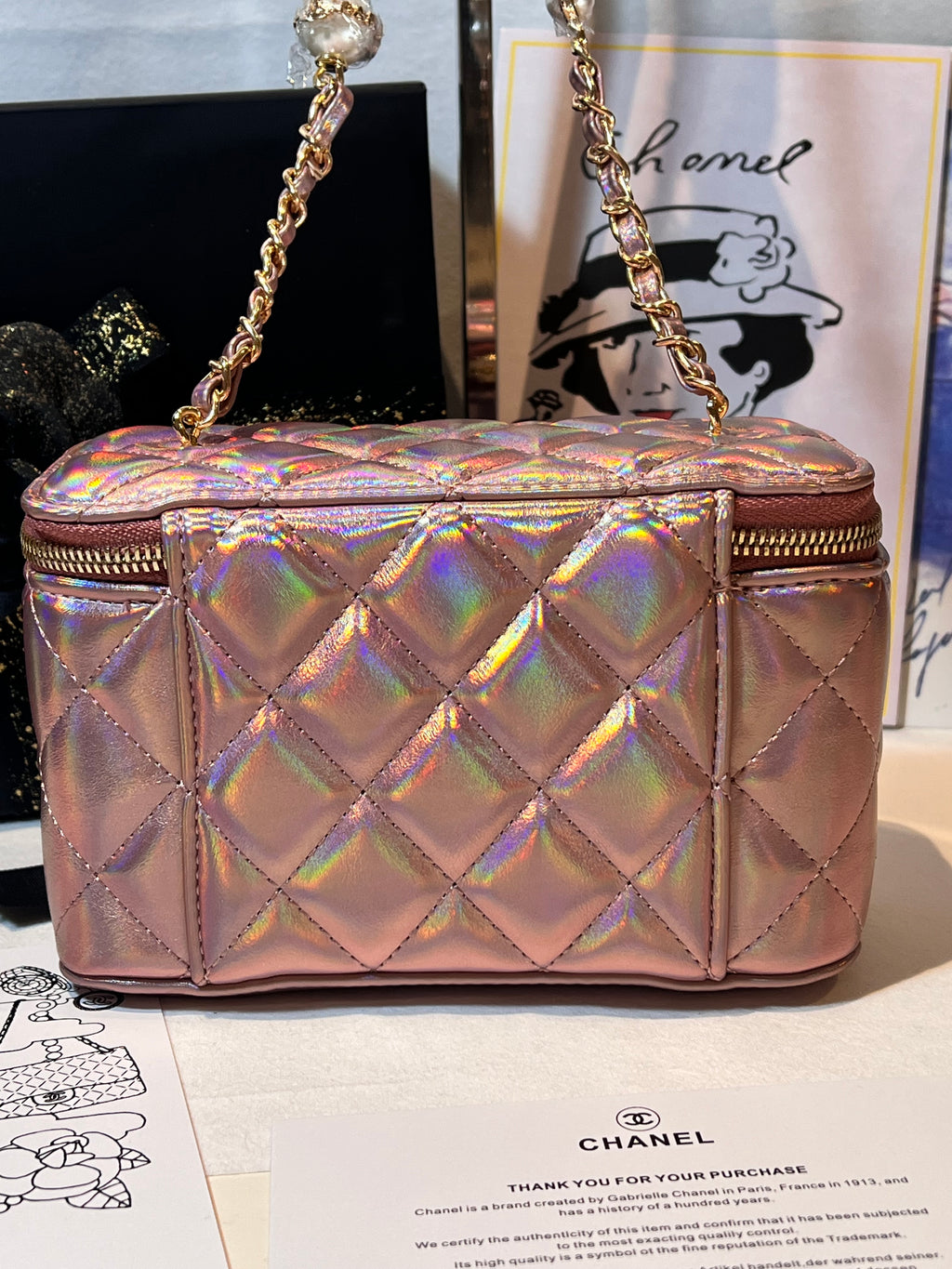 Electric Pink Leather Vanity Box