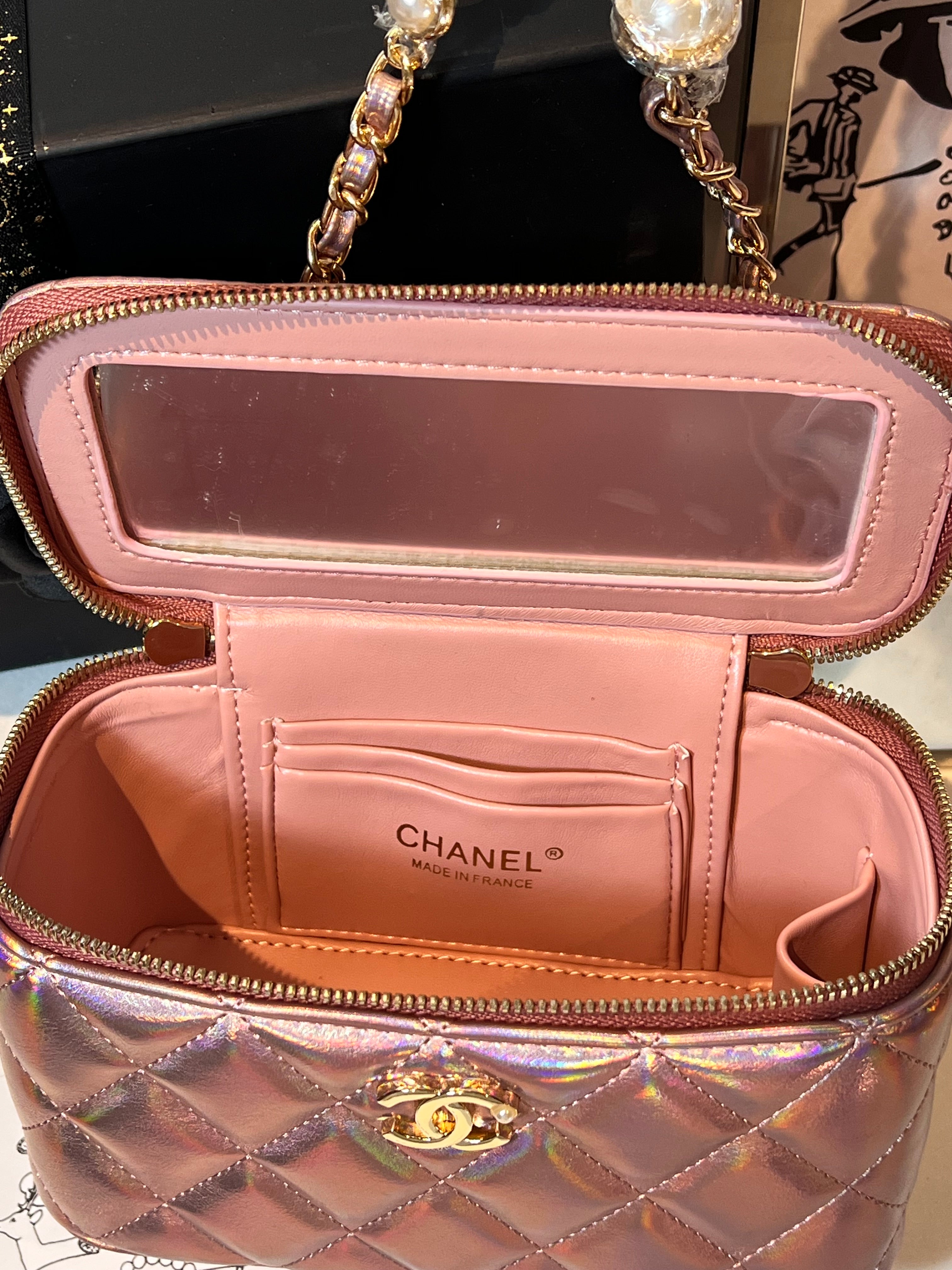 Electric Pink Leather Vanity Box