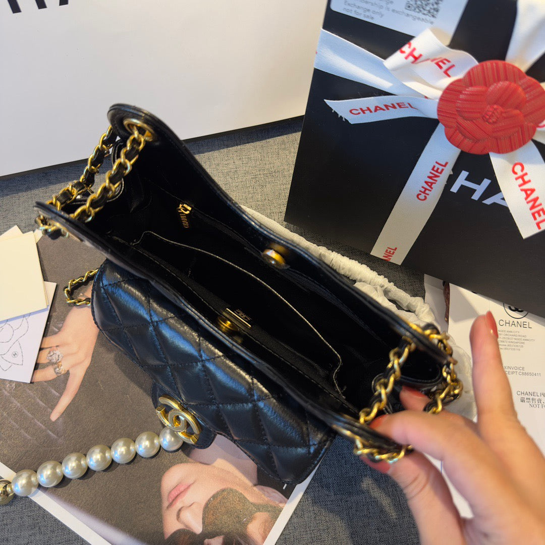 Sheepskin Mini 23 Bag with Pearl Charm