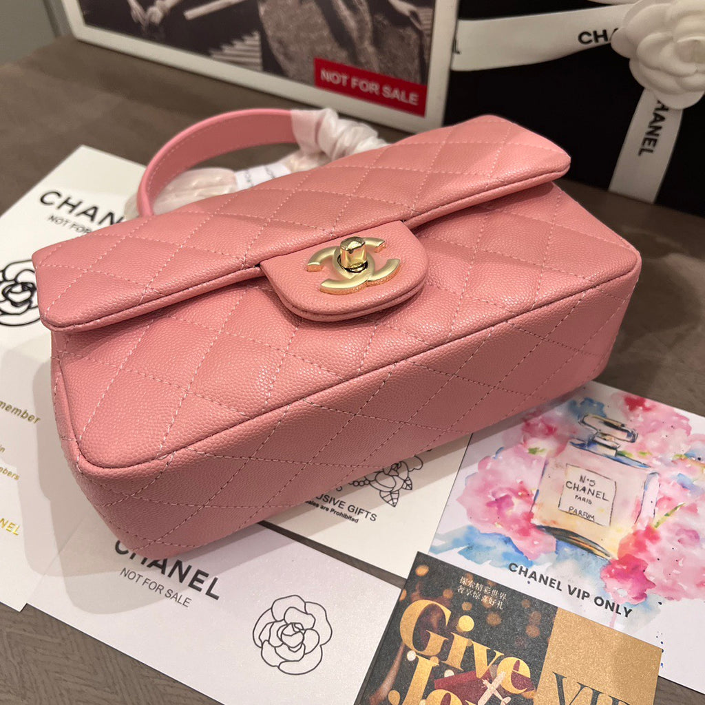 Pink Sheepskin 24A Handle Flap Bag