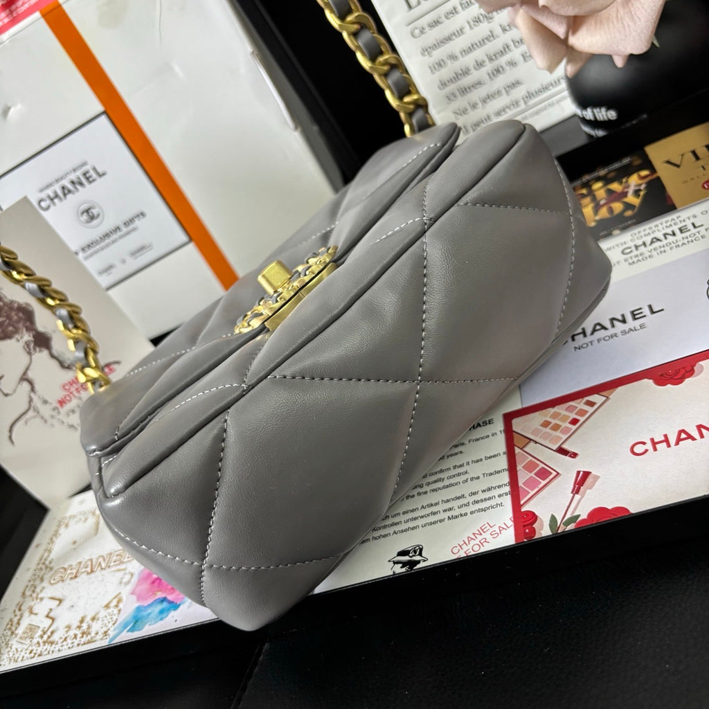 Grey Lambskin 19 Bag 20cm
