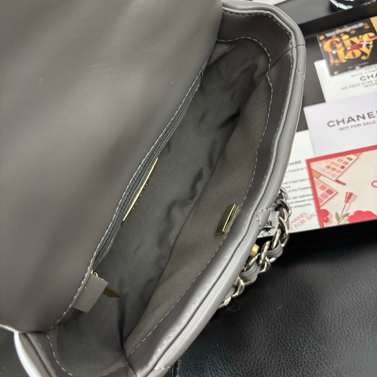 Grey Lambskin 19 Bag 20cm