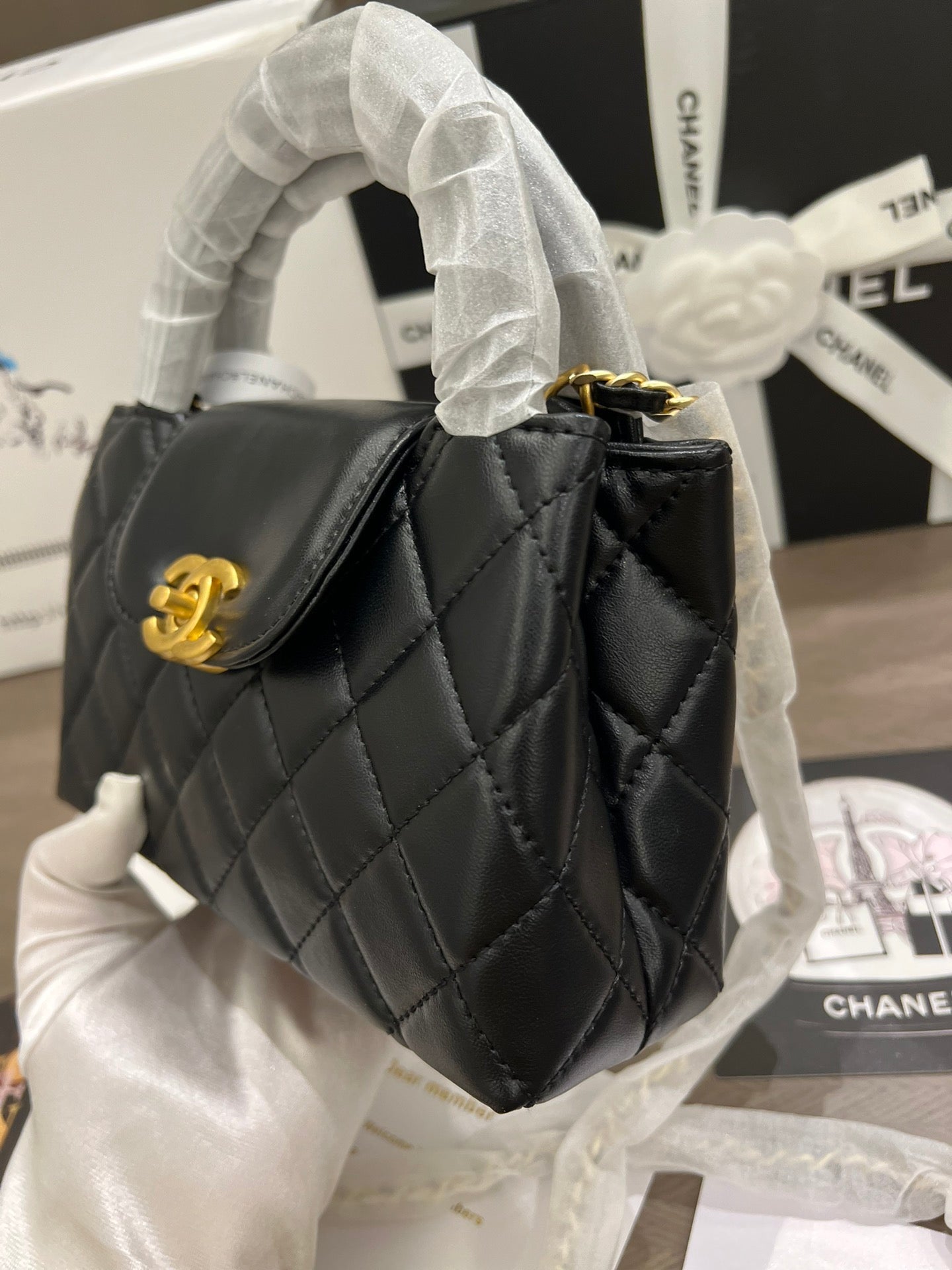 Black 23K Kelly Bag Leather