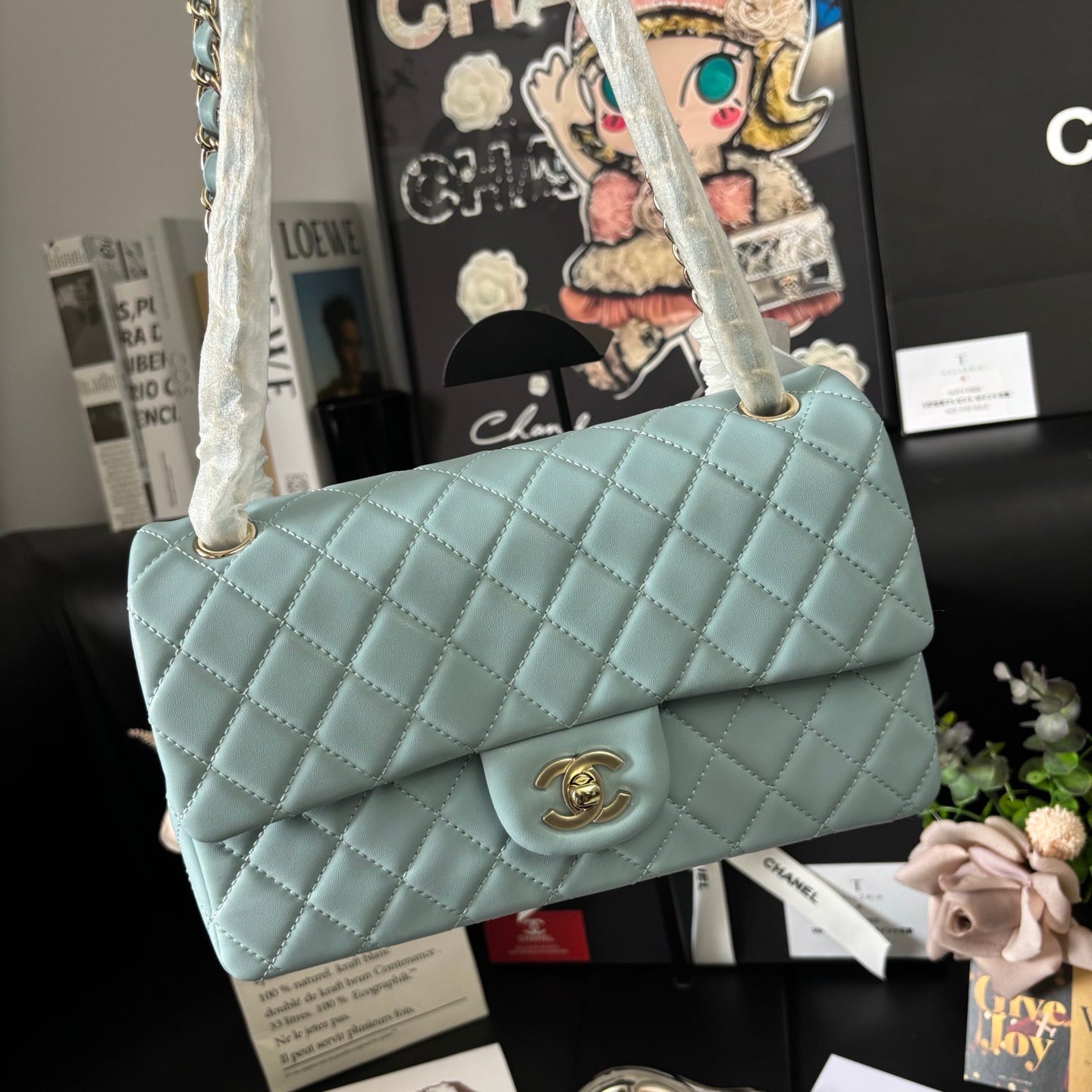 Sheepskin Baby Blue Classic Flap Medium