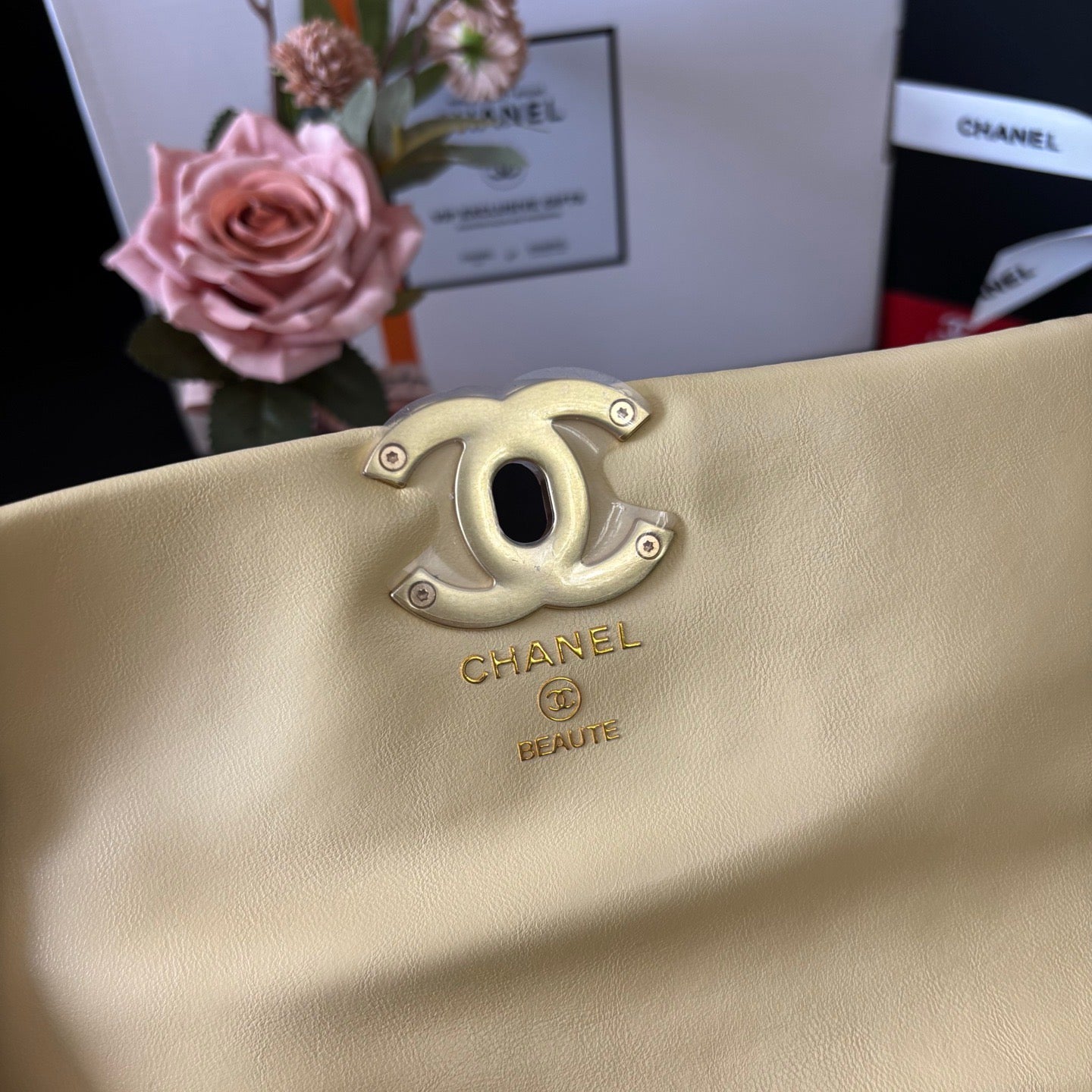 Yellow Lambskin Quilted 19 Bag 25cm