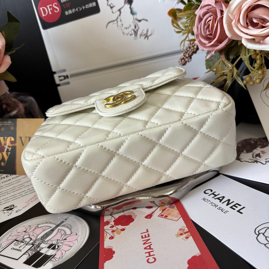 White Sheepskin Mini 23 Bag