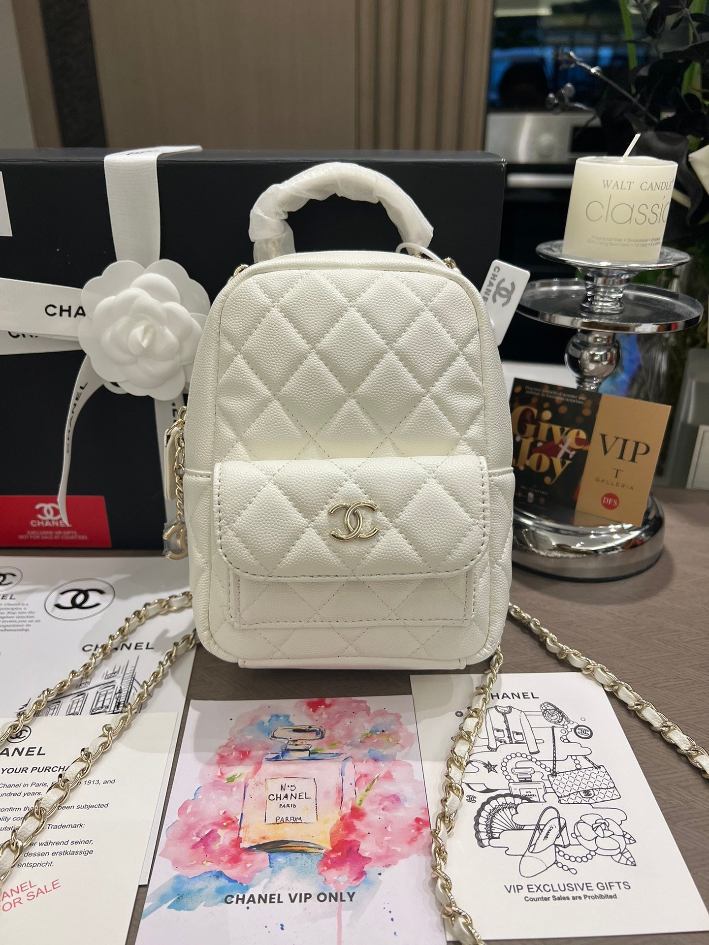 White Leather mini Backpack