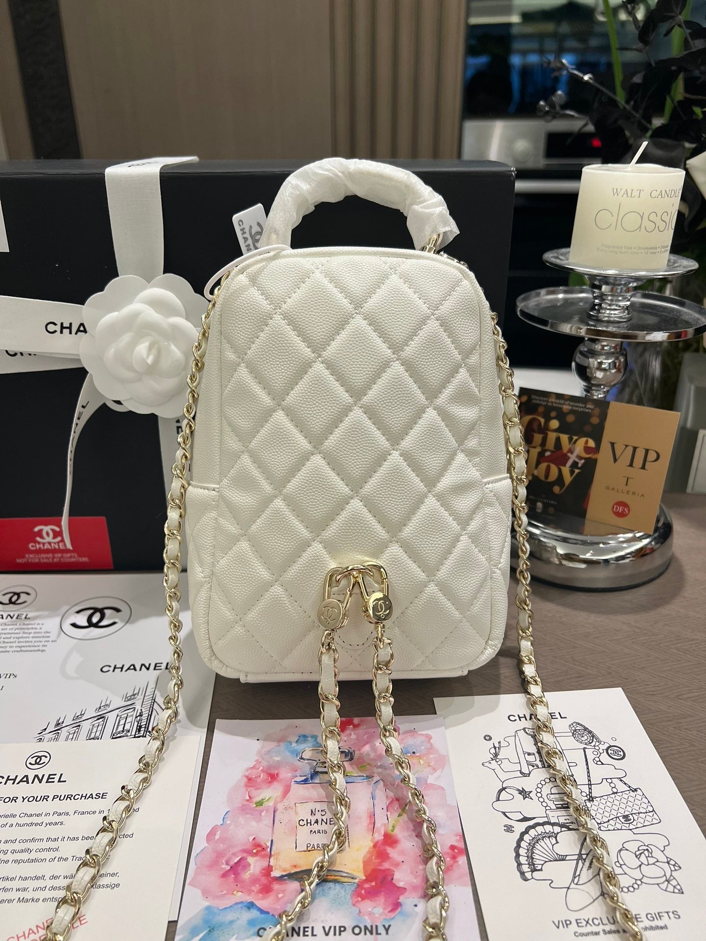 White Leather mini Backpack