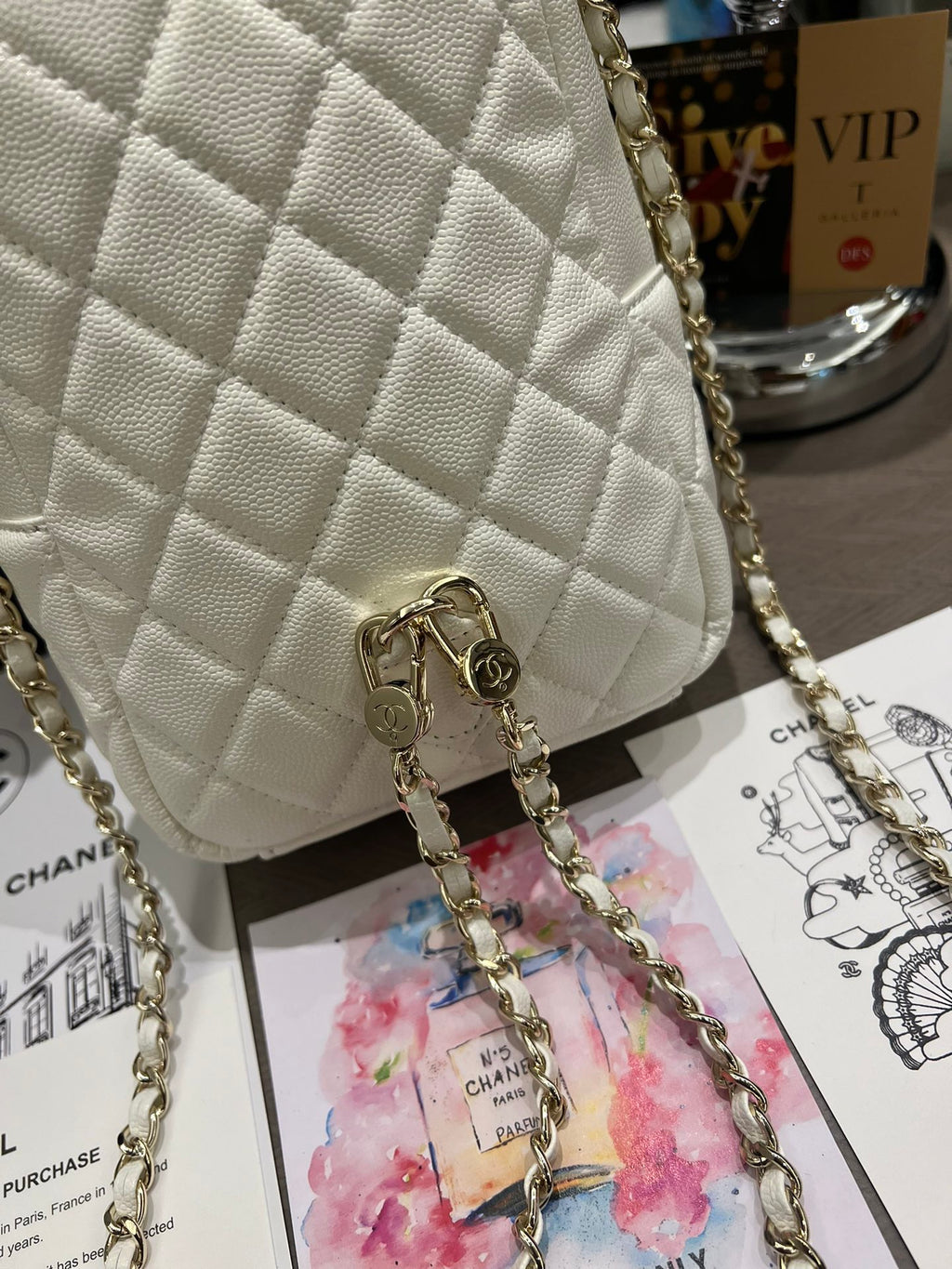 White Leather mini Backpack