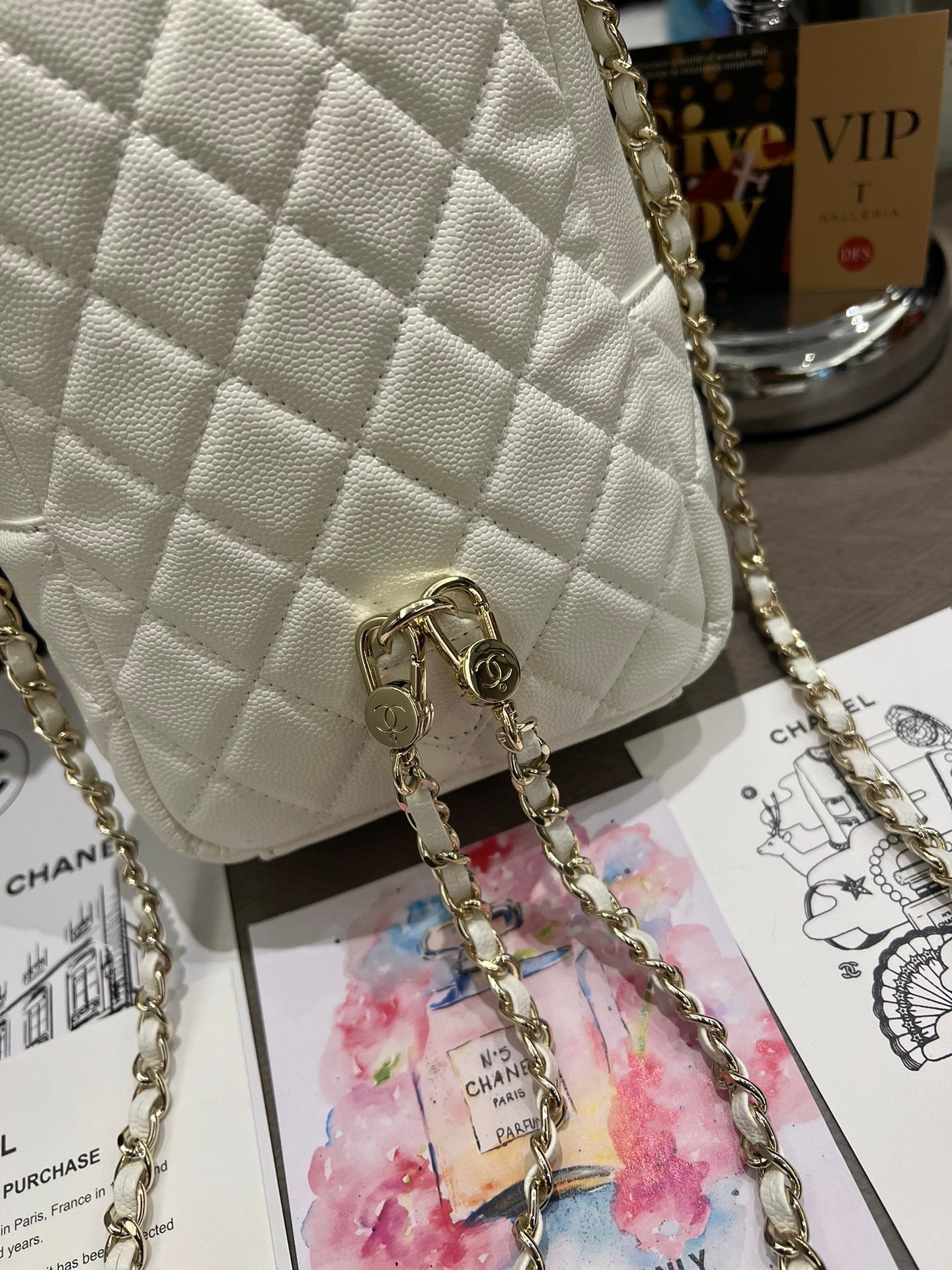 White Leather mini Backpack