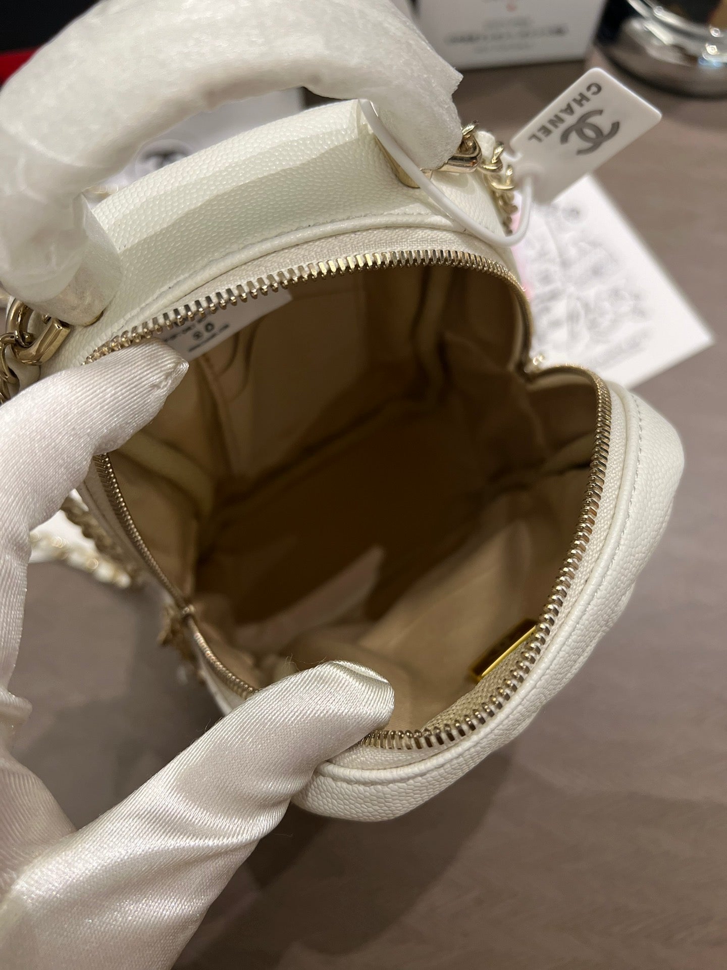 White Leather mini Backpack